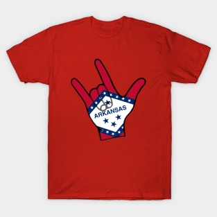 American Sign Language "I love you" symbol with Arkansas Flag T-Shirt